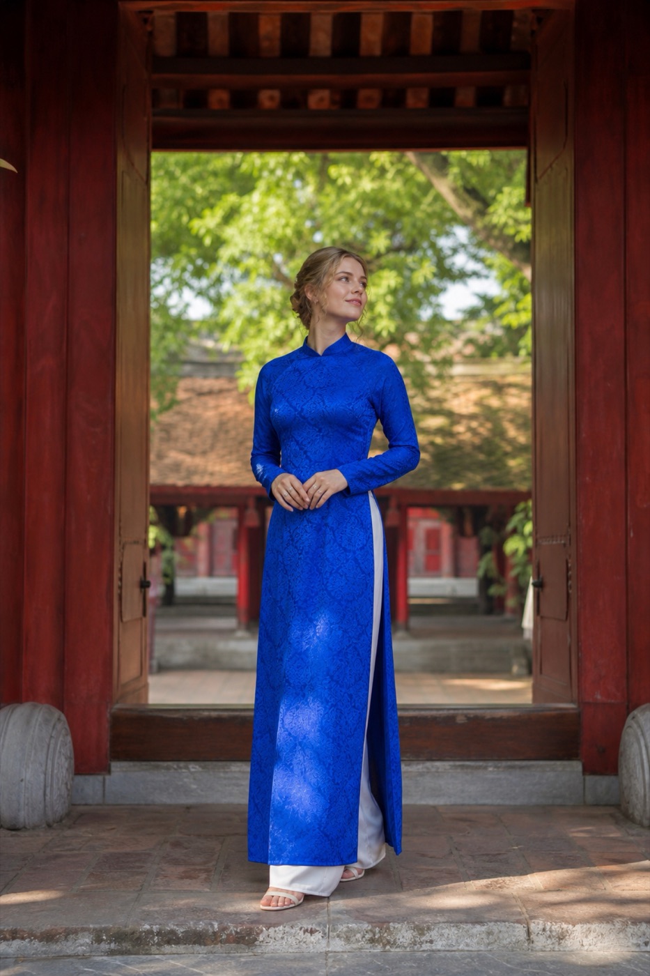Ao dai photoshoot at the Temple of Literature, Hanoi